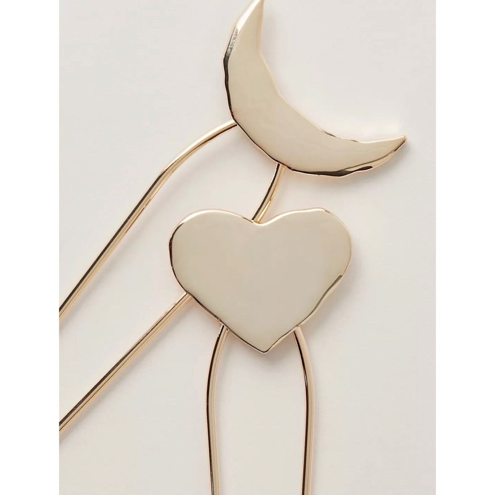 Free People Glistening Gold-Plated Heart Hair Pin French Style NWT 105996144